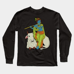 Hindu god - the blue flute player Krishna Long Sleeve T-Shirt